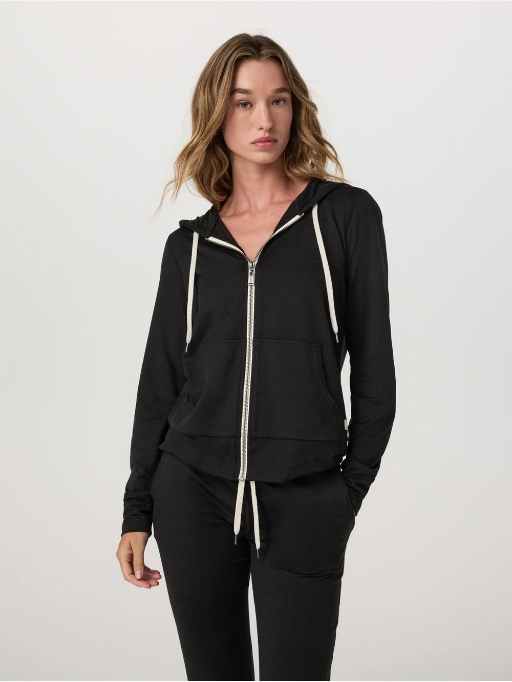 Vuori Halo Performance Heather Black Zip Hoodie Sz Large Drawstring VW201